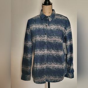 Lee Riders Women's Medium Blue and Tan Button Up Fleece